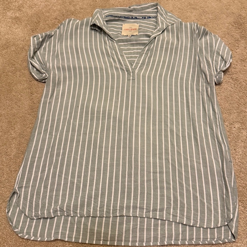 Casa Cabana size medium cotton tunic with short, rolled sleeves